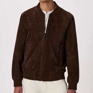 New! Quince 100% Suede Bomber Jacket in Espresso Brown Sz XL